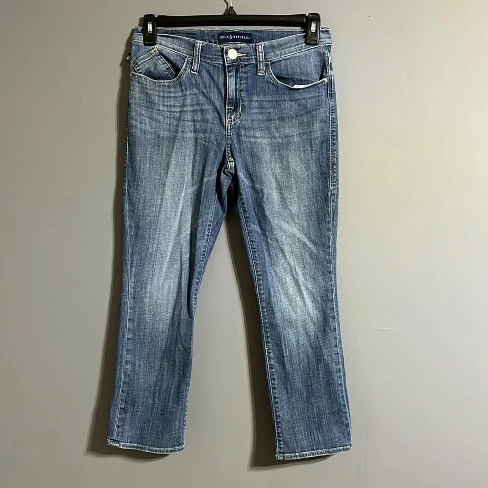ROCK & REPUBLIC Kendall Cropped Denim Blue Sz 10